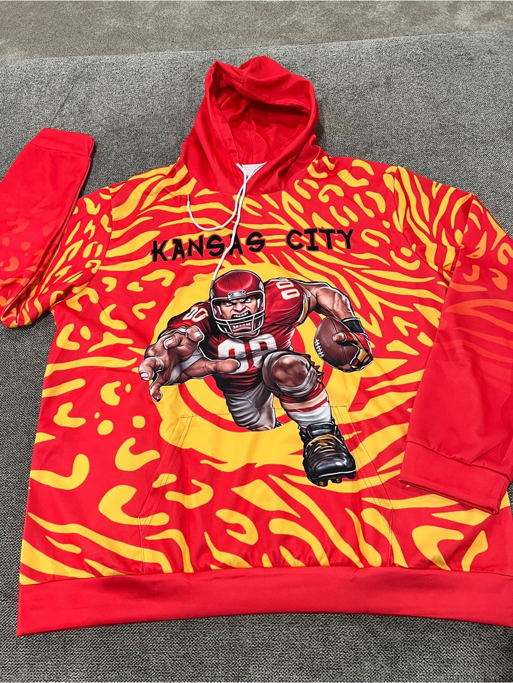Kansas City Red & Yellow Football Hoodie - 3XL